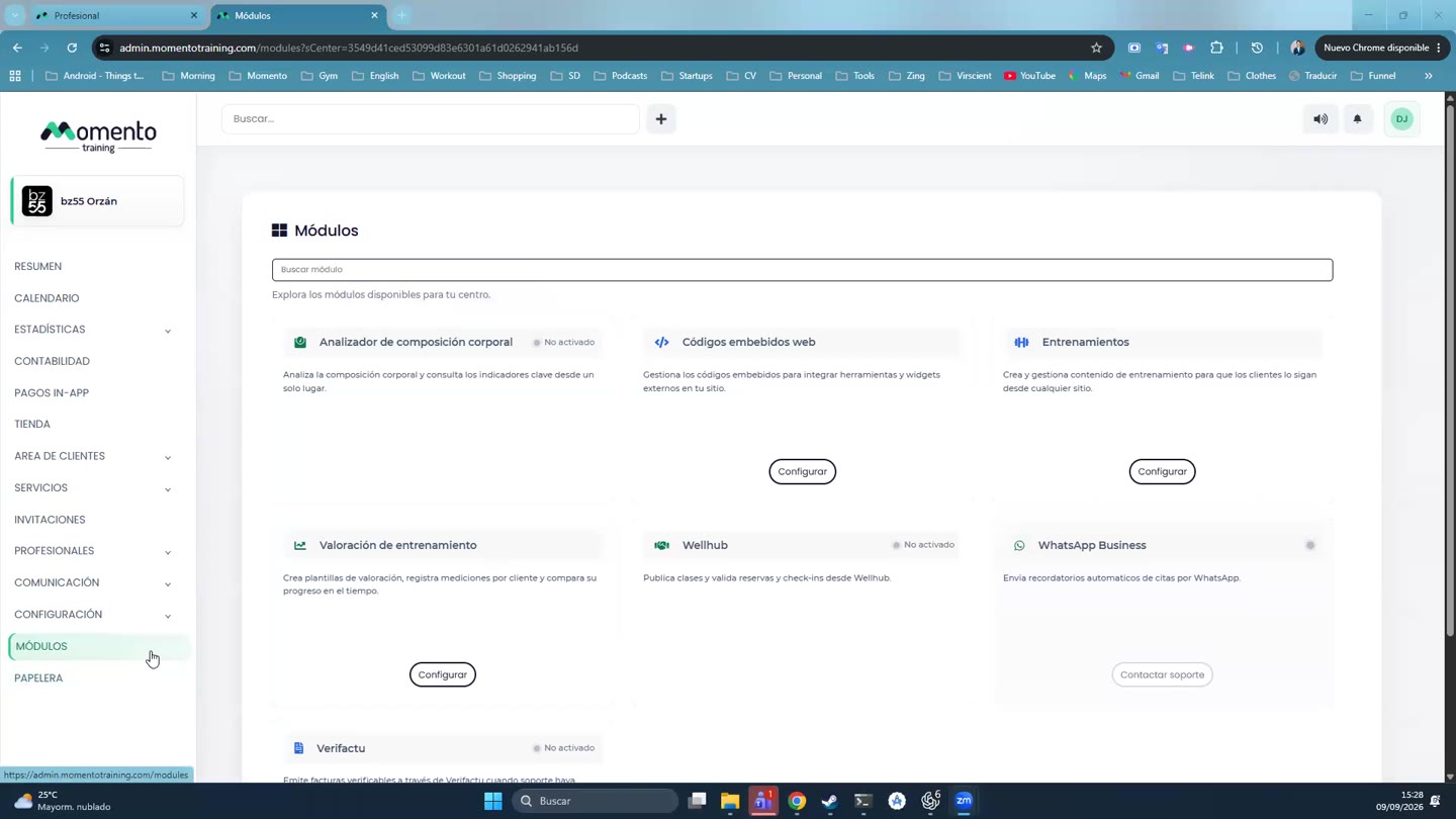 Listado de módulos disponibles