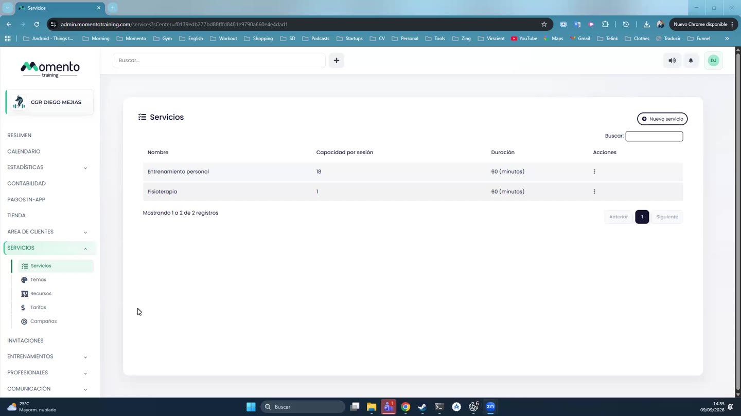 Configuración de un servicio